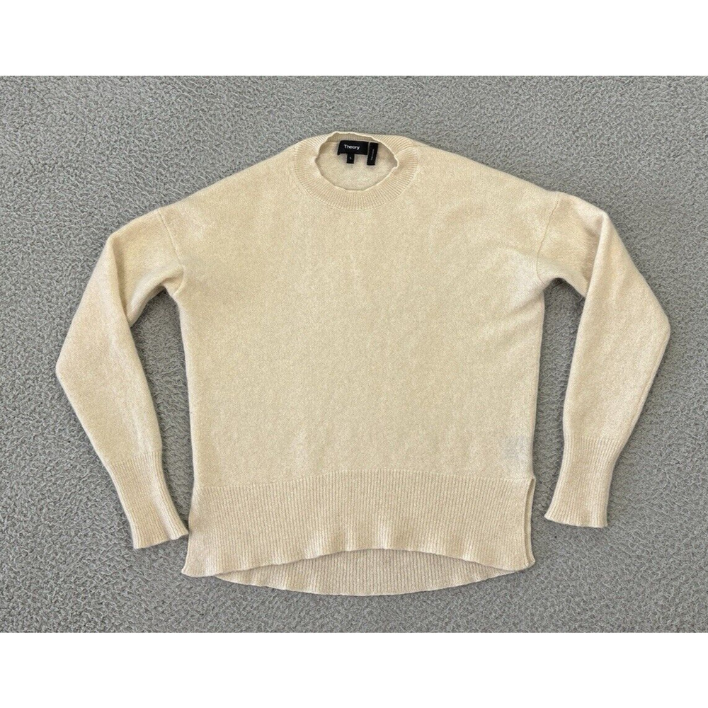 Theory Karenia Cashmere Sweater Womens Small Ivory Off White Long Sleeve